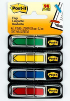 3M 684-ARR3, Blue, Green, Red, Yellow, 12 mm, 43,7 mm, 24 sheets