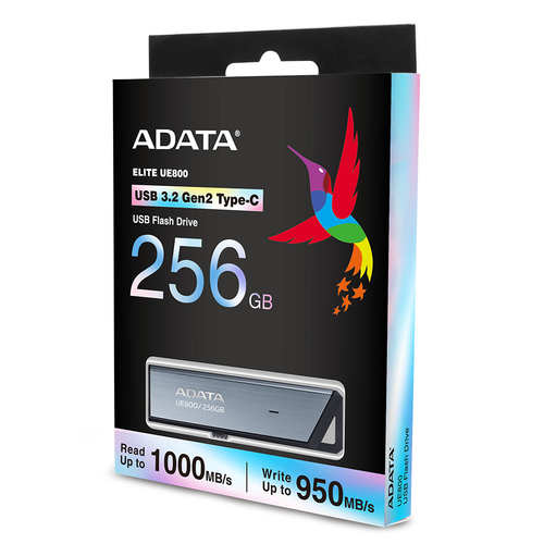 ADATA UE800, 256 GB, USB Type-C, 3.2 Gen 2 (3.1 Gen 2), 1000 MB/s, Slide, Silver