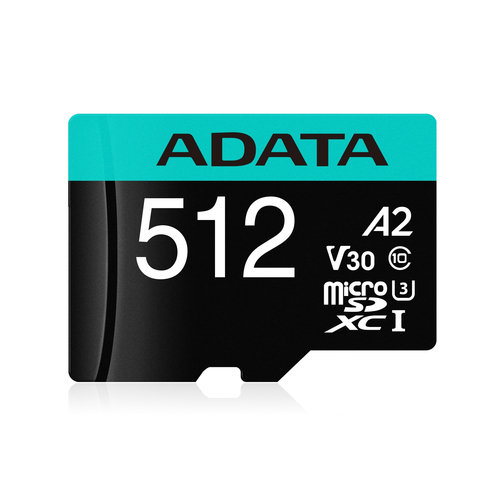 ADATA Premier Pro, 512 GB, MicroSDXC, Class 10, 100 MB/s, 80 MB/s, Class 3 (U3)