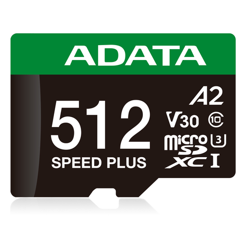 ADATA Speed Plus, 512 GB, MicroSDXC, Class 10, 180 MB/s, 160 MB/s, Class 3 (U3)