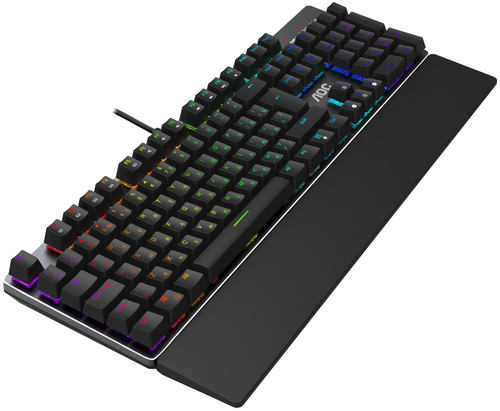 AOC GK500, Full-size (100%), Wired, USB, Mechanical, RGB LED, Black