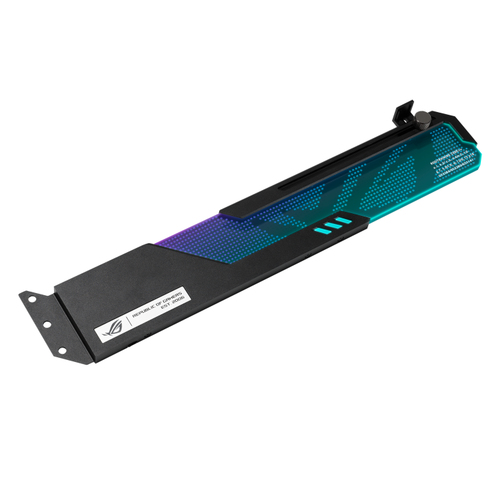 ASUS ROG Wingwall Graphics Card Holder, Universal, Graphic card holder, Acrylic, Aluminium, Black, Blue, Blue, Green, Red, 3-pin Addressable RGB Lighting