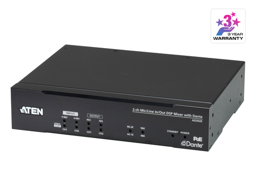 ATEN AD202E, 3000 O, Black, Metal, 20 - 20000 Hz, 0,01%, 0 - 40 °C