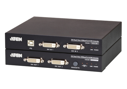 ATEN CE624, Transmitter & receiver, Wireless, 150 m, Cat5e, Cat6, Cat6a, Hotkeys, Push-buttons, Black