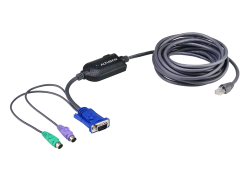ATEN KA7920, 4,5 m, Black, VGA + 2x PS/2, RJ-45, Male/Male, Plastic
