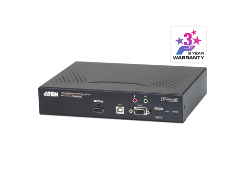 ATEN KE8952T, Transmitter, Wired, Cat5e, Cat6, Fiber, 3840 x 2160 pixels, Black, Metal