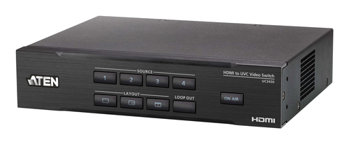 ATEN UC3430, Black, HDMI, 3840 x 2160 pixels, Metal, Taiwan, 3840 x 2160 1920 x 1080 1280 x 720