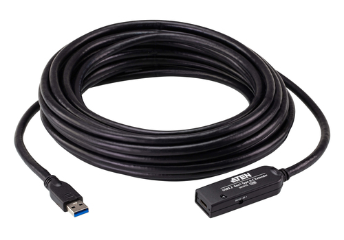 ATEN UE331C, 10 m, USB A, USB A, USB 3.2 Gen 1 (3.1 Gen 1), 5 Gbit/s, Black