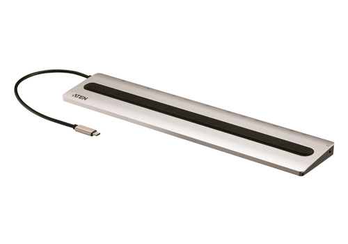 ATEN UH3237, Wired, USB 3.2 Gen 1 (3.1 Gen 1) Type-C, 85 W, 3.5 mm, 1000 Mbit/s, Aluminium, Black