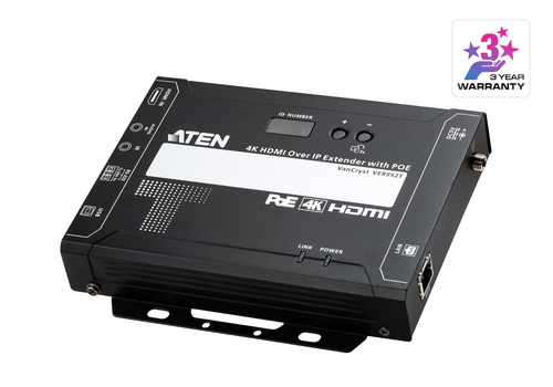 ATEN VE8952T, 4096 x 2160 pixels, AV transmitter, 100 m, Wired, Black, HDCP