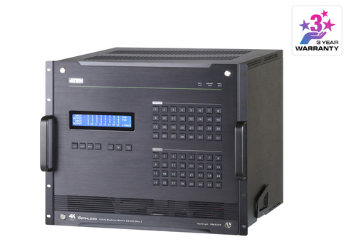 ATEN VM3250, Modular AV matrix switchers, 22,5 Gbit/s, 4096 x 2160 pixels, Black, Metal, 9U
