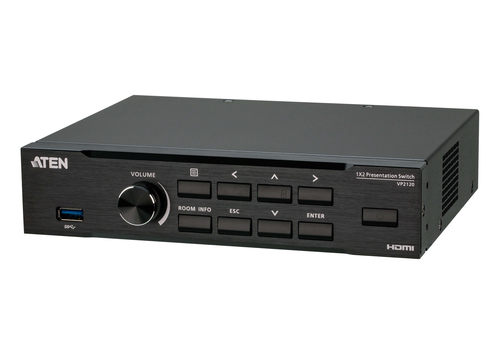 ATEN VP2120, HDMI, USB Type-A, Metal, Black, Power, 169 mm