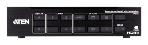 ATEN VP2420, Media presentation matrix switcher, 4096 x 2160 pixels, 4096 x 2160 pixels, 4096 x 2160, 3840 x 2160, Black, Metal