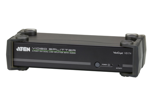 ATEN VS174, DVI, 4x DVI-D, DVI-D DL, 2560 x 1600 pixels, Black, Metal