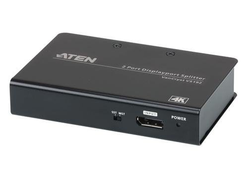 ATEN VS192, DisplayPort, 2x DisplayPort, 4096 x 2160 pixels, Black, Metal, 3840 x 2160, 4096 x 2160