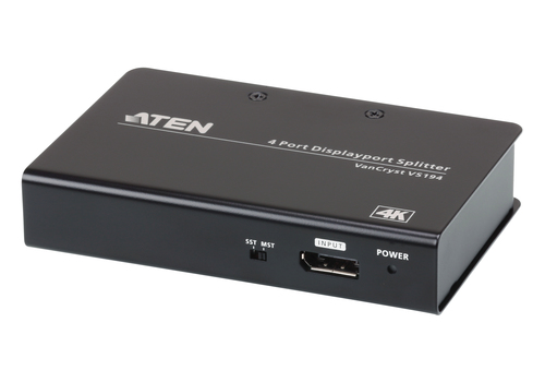 ATEN VS194, DisplayPort, 4x DisplayPort, 4096 x 2160 pixels, Black, Metal, 3840 x 2160, 4096 x 2160