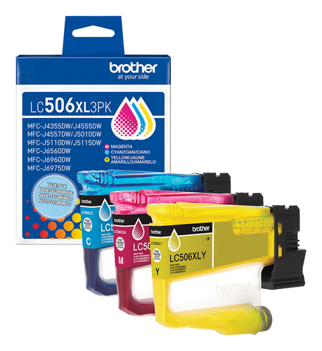 Brother LC506XL3PKS, High (XL) Yield, Cyan, Magenta, Yellow, 3 pc(s), 1500 pages, Value pack