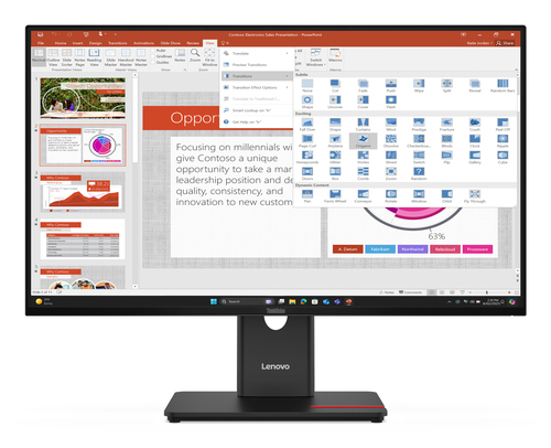 Lenovo ThinkVision T27-40, 68,6 cm (27"), 1920 x 1080 pixels, Full HD, LED, 6 ms, Black