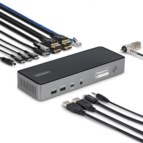 StarTech.com DK30C2DPEPRN, Wired, USB 3.2 Gen 2 (3.1 Gen 2) Type-C, 3.5 mm, 10,100,1000,2500 Mbit/s, Grey, 10 Gbit/s