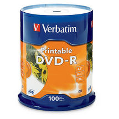 Verbatim DVD-R InkJet, DVD-R, 120 mm, Printable, Spindle, 100 pc(s), 4,7 GB