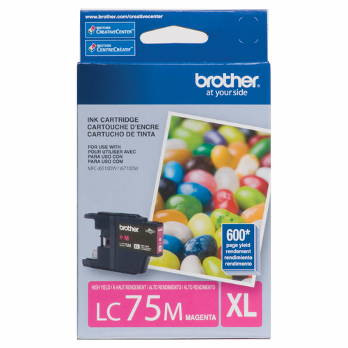 Brother LC-75MS, High (XL) Yield, Magenta, Pigment-based ink, 600 pages