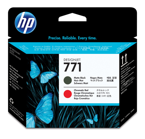 HP 771 Matte Black/Chromatic Red DesignJet Printhead, HP DesignJet Z6200 Photo Printer series, Thermal inkjet, Black, Singapore, 28 mm, 143 mm