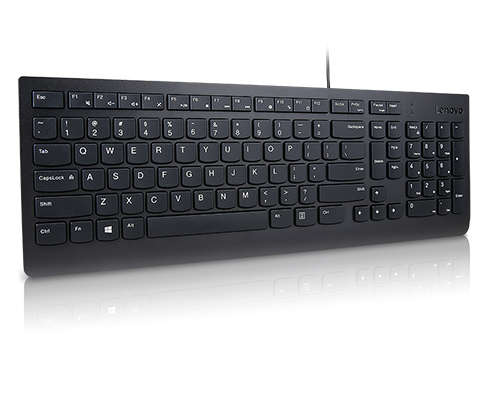 Lenovo Essential, Full-size (100%), Wired, USB, QWERTY, Black