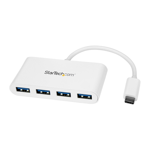 StarTech.com HB30C4ABW, USB 3.2 Gen 1 (3.1 Gen 1) Type-C, USB 3.2 Gen 1 (3.1 Gen 1) Type-A, 5000 Mbit/s, White, Plastic, CE, FCC, RoHS