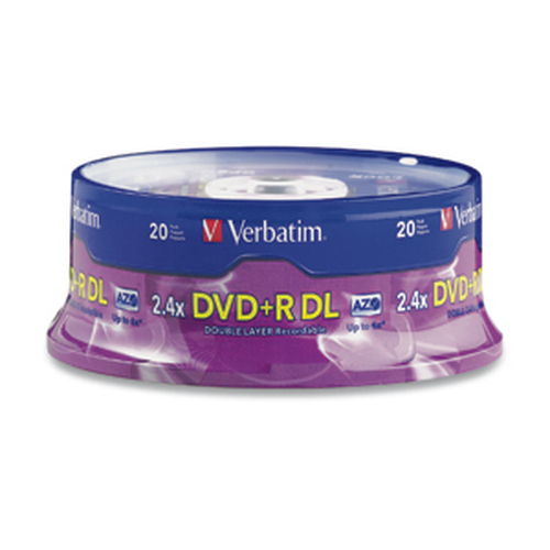 Verbatim DVD+R DL 8.5GB 2.4X Branded 20pk Spindle, DVD+R DL, 120 mm, Spindle, 20 pc(s), 8,5 GB