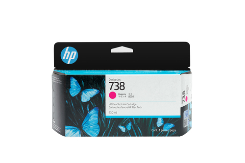 HP 738 130-ml Magenta DesignJet Ink Cartridge, HP DesignJet T850, T950 printers, Thermal inkjet, Magenta, Singapore, 202 mm, 129 mm