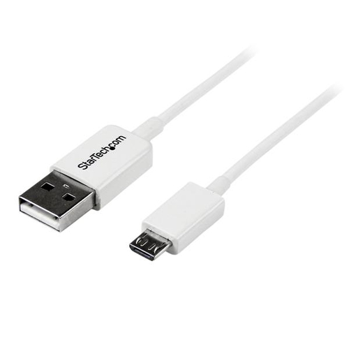StarTech.com 1m USB 2.0 A/Micro-B m/m, 1 m, USB A, Micro-USB B, USB 2.0, Male/Male, White