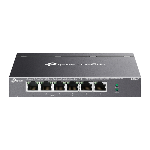 TP-Link Omada DS106P, Unmanaged, Fast Ethernet (10/100), Full duplex, Power over Ethernet (PoE), Wall mountable