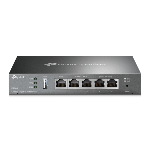 TP-Link Omada ER605, Ethernet WAN, Gigabit Ethernet, Black