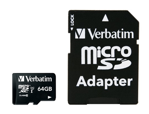 Verbatim Premium, 64 GB, MicroSDXC, Class 10, 90 MB/s, 10 MB/s, Class 1 (U1)