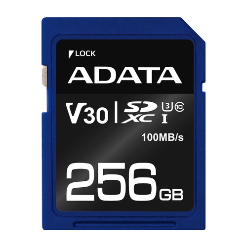 ADATA ASDX256GUI3V30S-R, 256 GB, SDXC, Class 10, UHS-I, 100 MB/s, 60 MB/s