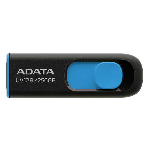 ADATA UV128, 256 GB, USB Type-A, 3.2 Gen 1 (3.1 Gen 1), 100 MB/s, Capless, Black, Blue