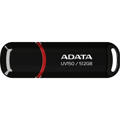 ADATA UV150, 512 GB, USB Type-A, 3.2 Gen 1 (3.1 Gen 1), 100 MB/s, Cap, Black, Red