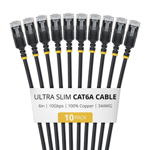 StarTech.com 6ASTP34BKS6IN10PK, 0,152 m, Cat6a, U/FTP (STP), RJ-45, RJ-45, Black