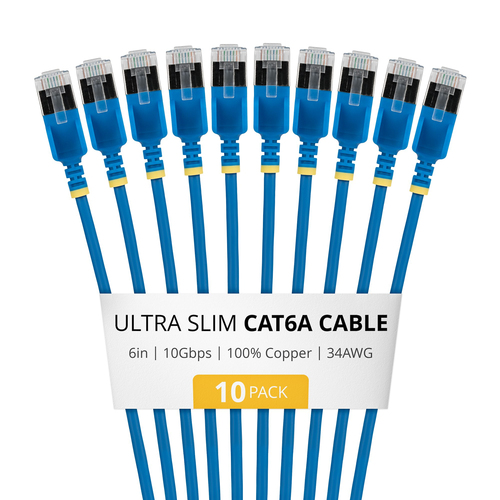 StarTech.com 6ASTP34BLS6IN10PK, 0,152 m, Cat6a, U/FTP (STP), RJ-45, RJ-45, Blue