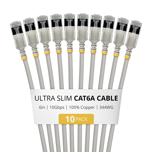StarTech.com 6ASTP34GRS6IN10PK, 0,152 m, Cat6a, U/FTP (STP), RJ-45, RJ-45, Grey