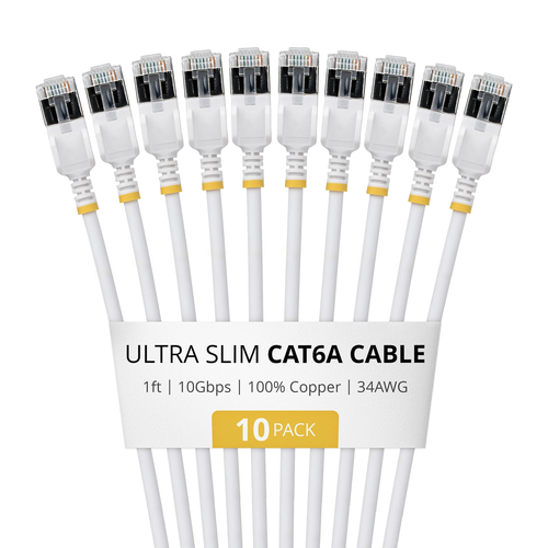StarTech.com 6ASTP34WHS1FT10PK, 0,305 m, Cat6a, U/FTP (STP), RJ-45, RJ-45, White
