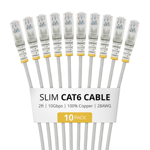 StarTech.com N6PAT2GRS10PK, 0,609 m, Cat6, U/UTP (UTP), RJ-45, RJ-45, Grey