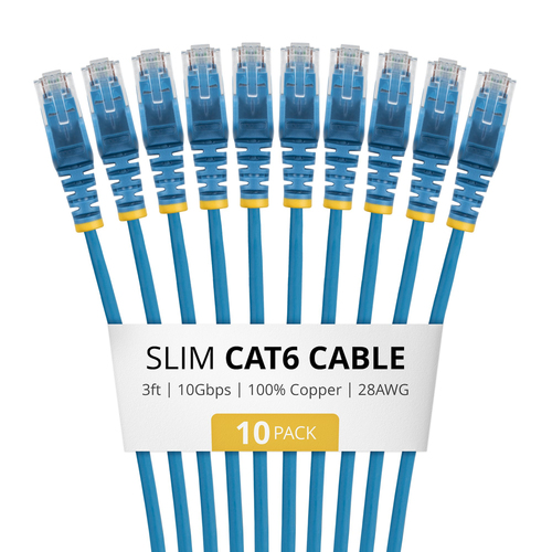 StarTech.com N6PAT3BLS10PK, 0,915 m, Cat6, U/UTP (UTP), RJ-45, RJ-45, Blue