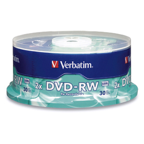 Verbatim DVD-RW 4.7GB 2X Branded 30pk Spindle, DVD-RW, 120 mm, Spindle, 30 pc(s), 4,7 GB