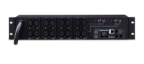 CyberPower PDU81007, Metered, Monitored, Switched, 2U, Horizontal/Vertical, Black, LCD, 16 AC outlet(s)