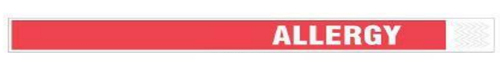 Zebra TY-ALLERGY, Hospital wristband, Red, White, Polyethylene, Monochromatic, Unisex, Adhesive
