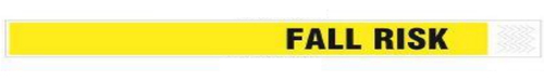 Zebra TY-FALLRISK, Hospital wristband, Yellow, Black, Polyethylene, Monochromatic, Unisex, Adhesive