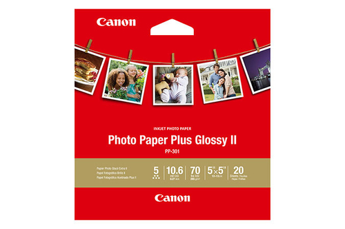 Canon Plus Glossy II PP-301, High-gloss, 265 g/m², Laser/Inkjet, White, 20 sheets, 269.24 µm