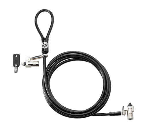 HP Dual Head Master Cable Lock 10 mm, 2,13 m, Key, Galvanized steel, Black