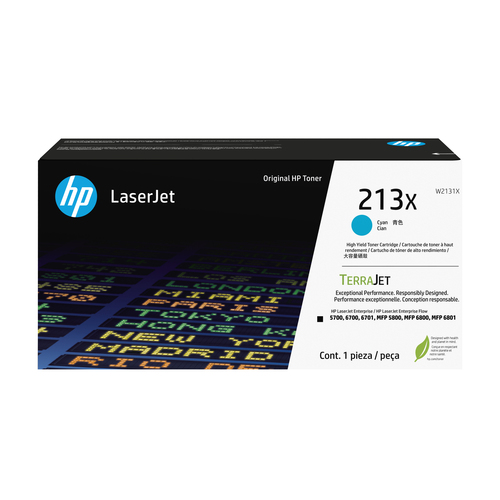 HP 213X High Yield Cyan Original LaserJet Toner Cartridge, 6000 pages, Cyan, 1 pc(s)